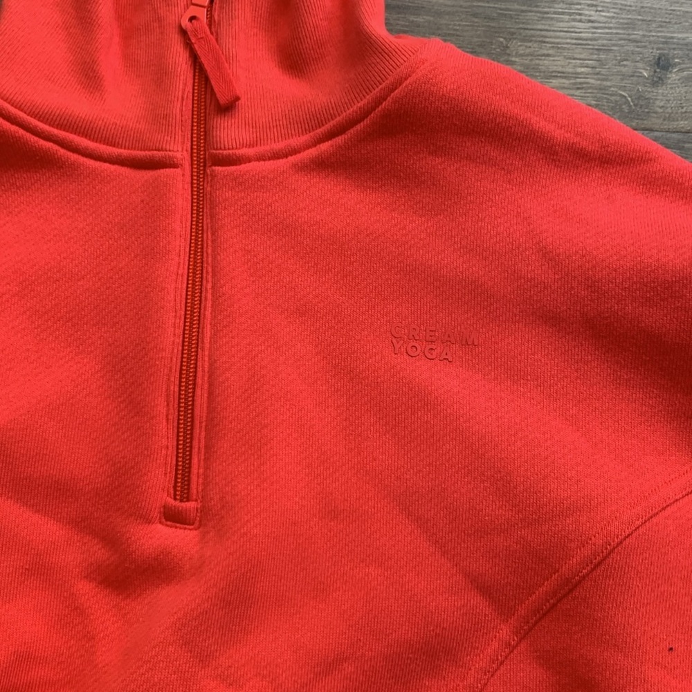 Vibrant Red Half-Zip Sweatshirt - Picture 5 of 11